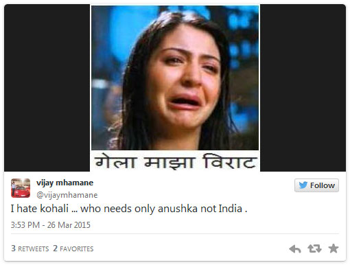 Virat Kohli and Anushka Sharma Tweets