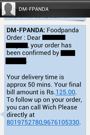 FoodPanda Order Confirmation