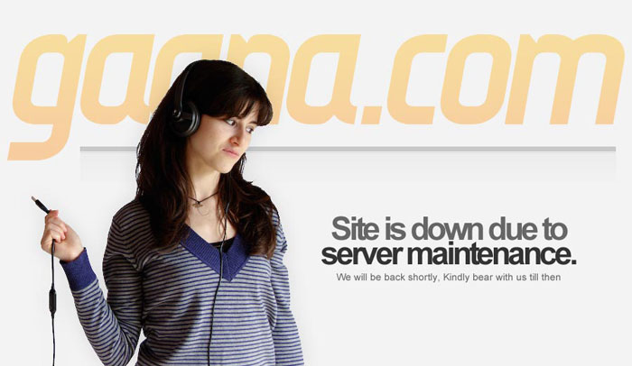 Gaana.com website is down due to server maintenance