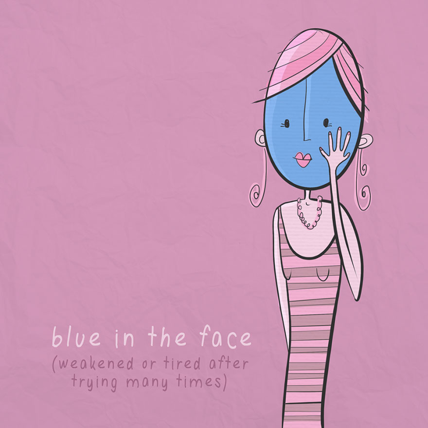 English idiom - Blue in the face